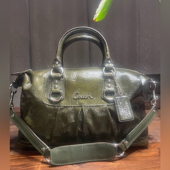Coach Dark Green Leather Satchel - Picture 1 of 10